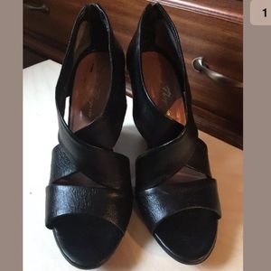 Robert Clergerie Black Wedge Platform Sandals